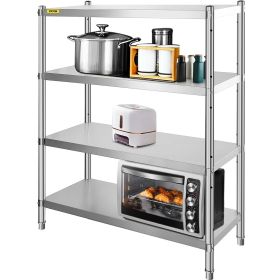 VEVOR Stainless Steel Shelving 46.8x18.5 Inch 4 Tier Adjustable Shelf Storage Unit Stainless Steel Heavy Duty Shelving for Kitchen Commercial Office G