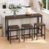 Modern Design Kitchen Dining Table,Pub Table,Long Dining Table Set with 3 Stools,Easy Assembly,Dark Brown (Same SKU:W75767952)