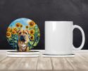 Shar Pei in Sunflowers Large Sandstone Coasters Pack of 4 Absorbent Round Coasters Decor Gifts for Men or Women, 4 in, Multicolor