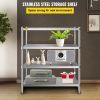 VEVOR Stainless Steel Shelving 46.8x18.5 Inch 4 Tier Adjustable Shelf Storage Unit Stainless Steel Heavy Duty Shelving for Kitchen Commercial Office G
