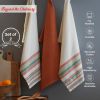 Decorative Kitchen Towels Set of 3 Recycled Cotton Waffle Weave Dish Towels for Drying Dishes 28x18 inch Red and Green Absorbent Tea Towels Boho Strip