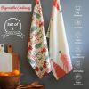 100% Cotton Merry Christmas Printed Kitchen Towels Set of 2 18x28 in Cherry Red & Green Dish Towels for Drying Dishes Kitchen Hand Towels Tea Towels D