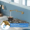 Pot Filler Faucet - Wall Mount Kitchen Sink Faucet Folding Stretchable with Single Hole Two Handles, Gold