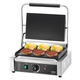 VEVOR Commercial Panini Press Grill Electric Sandwich Maker Griddle Plate 14"x9" (Default: Default)